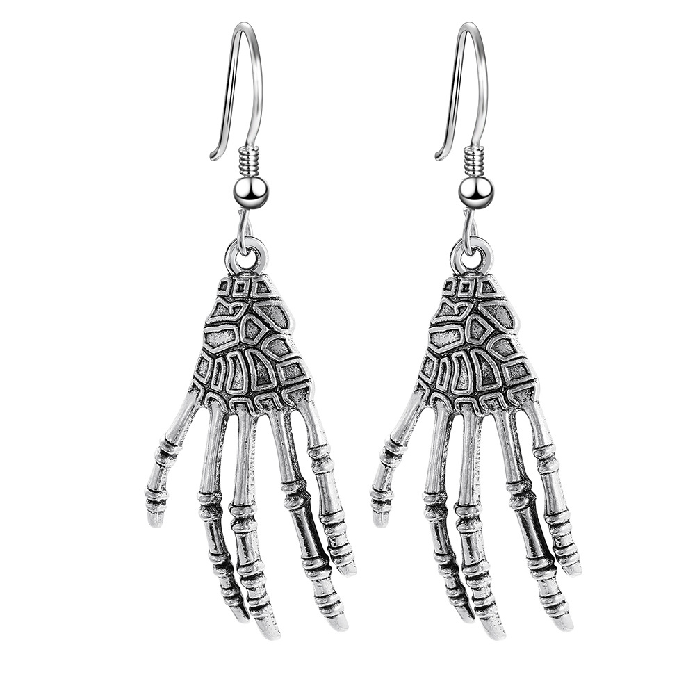 Creative Halloween-themed stud earrings, personalized alloy festival ear hooks, exaggerated horror ghost skull palm earrings Item Picture
