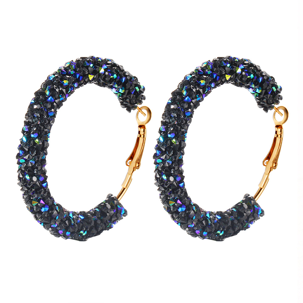 Popular cross-border fashionable, simple, individual, retro and exaggerated earrings from Europe and America, creative circle crystal earrings for women Item Picture
