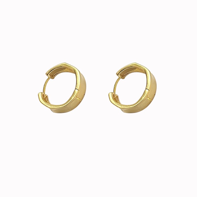 Retro metal brushed matte circle earrings, women's light luxury and fashionable daily commuting stud earrings, high-end and simple earrings Item Picture