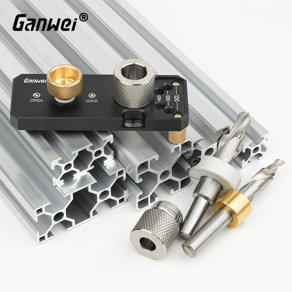 New 203040 aluminum profile drilling assistant, aluminum bar profile DIY woodworking furniture countersunk head, national standard and European standard details Picture