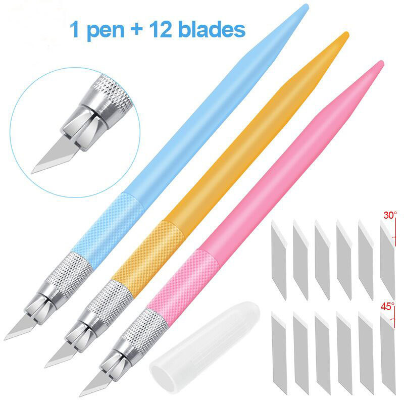 Rubber stamp, paper-cutting engraving knife, carving knife, film application knife, art knife, DIY fruit engraving, colored engraving pen set details Picture