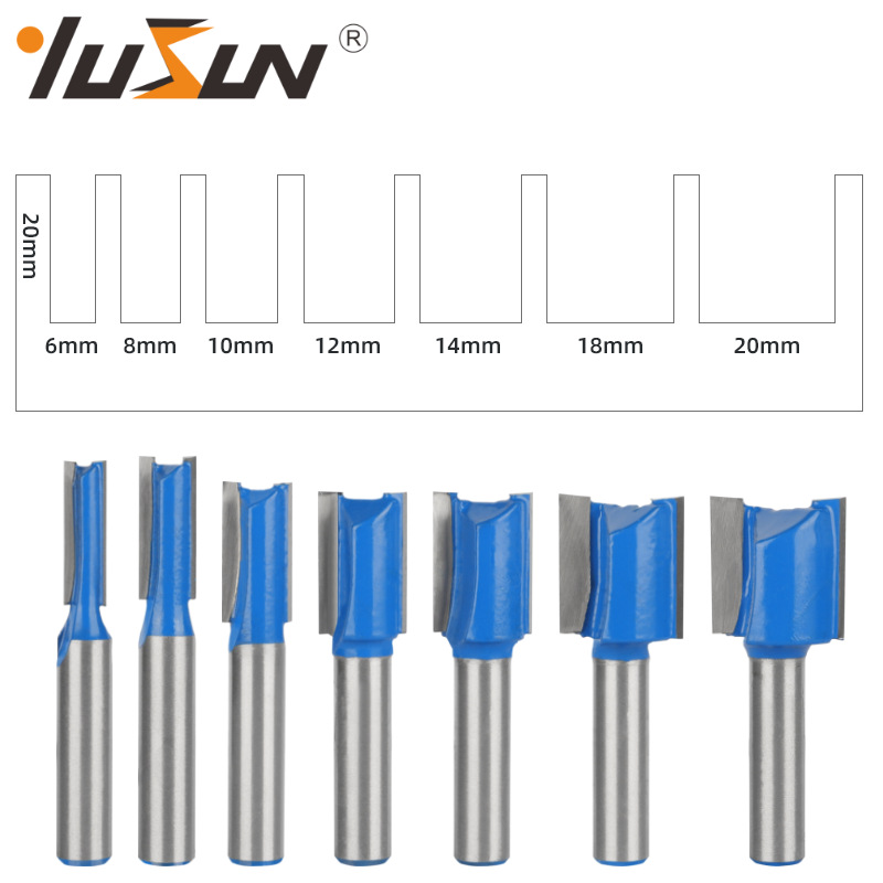 Yusheng seven-piece set blue straight knife 8-handle woodworking milling cutter with double-edge slotting head bakelite milling edge trimming machine straight knife details Picture