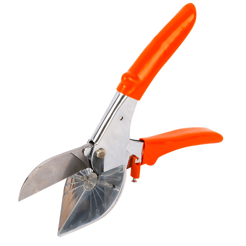 The Angle of the wire trough cutter is 45 degrees. It is a universal multi-functional edge-sealing woodworking pliers with Angle adjustment. U-shaped scissors are used for wire trough matching undefined