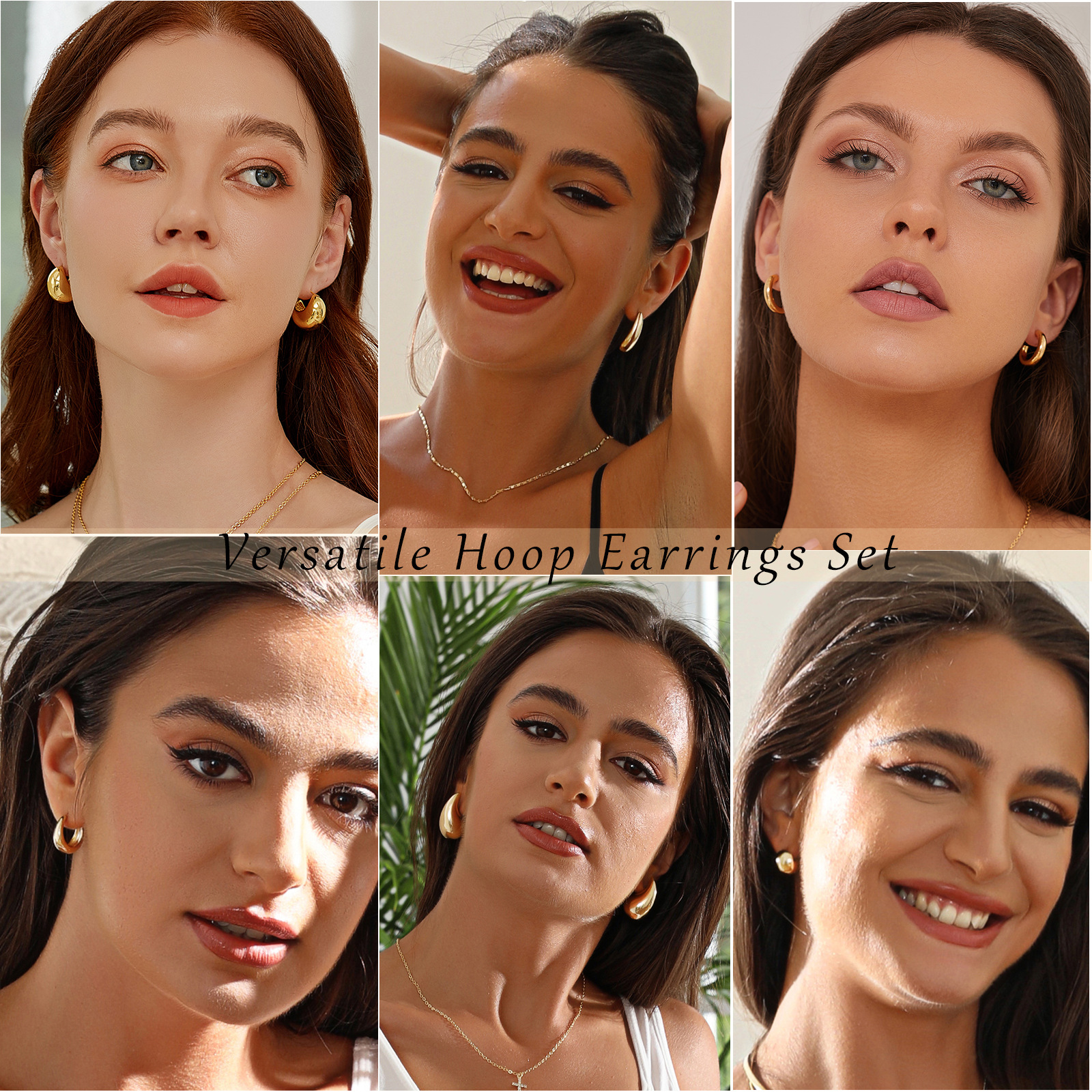 A 6-piece set of trendy, simple, creative and elegant waterdrop ear rings for women on Amazon, featuring cross-border accessories from Europe and America Specification drawing