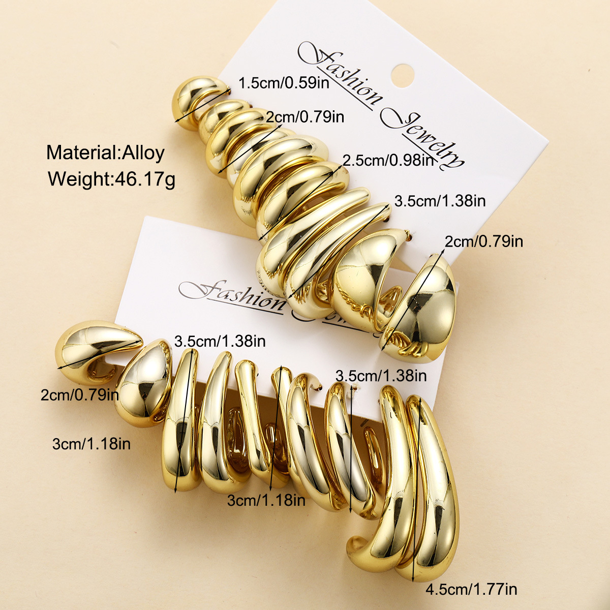 Cross-border best-selling accessory earring set for women, European and American fashion, commuting style, CCB geometric combination earrings wholesale details Picture