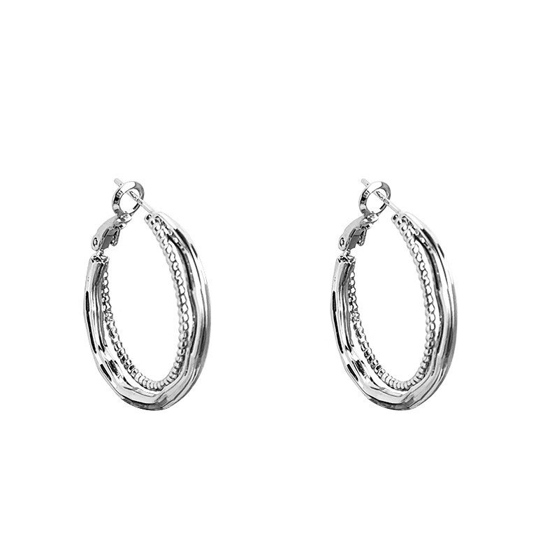 Korean classic large plain ring earrings, women's light luxury, fashionable and high-end feel, niche design, unique style, earrings Item Picture