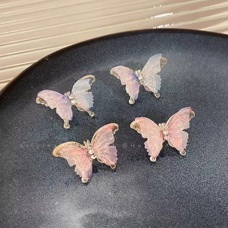 2024 New color butterfly silver needle stud earrings for women, summer light luxury and high-end blue earrings, niche design earrings details Picture