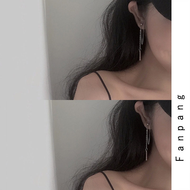 Korean trendy and cool style earrings, women's chain tassel earrings, and punk trendsetters' stud earrings and ear clips details Picture