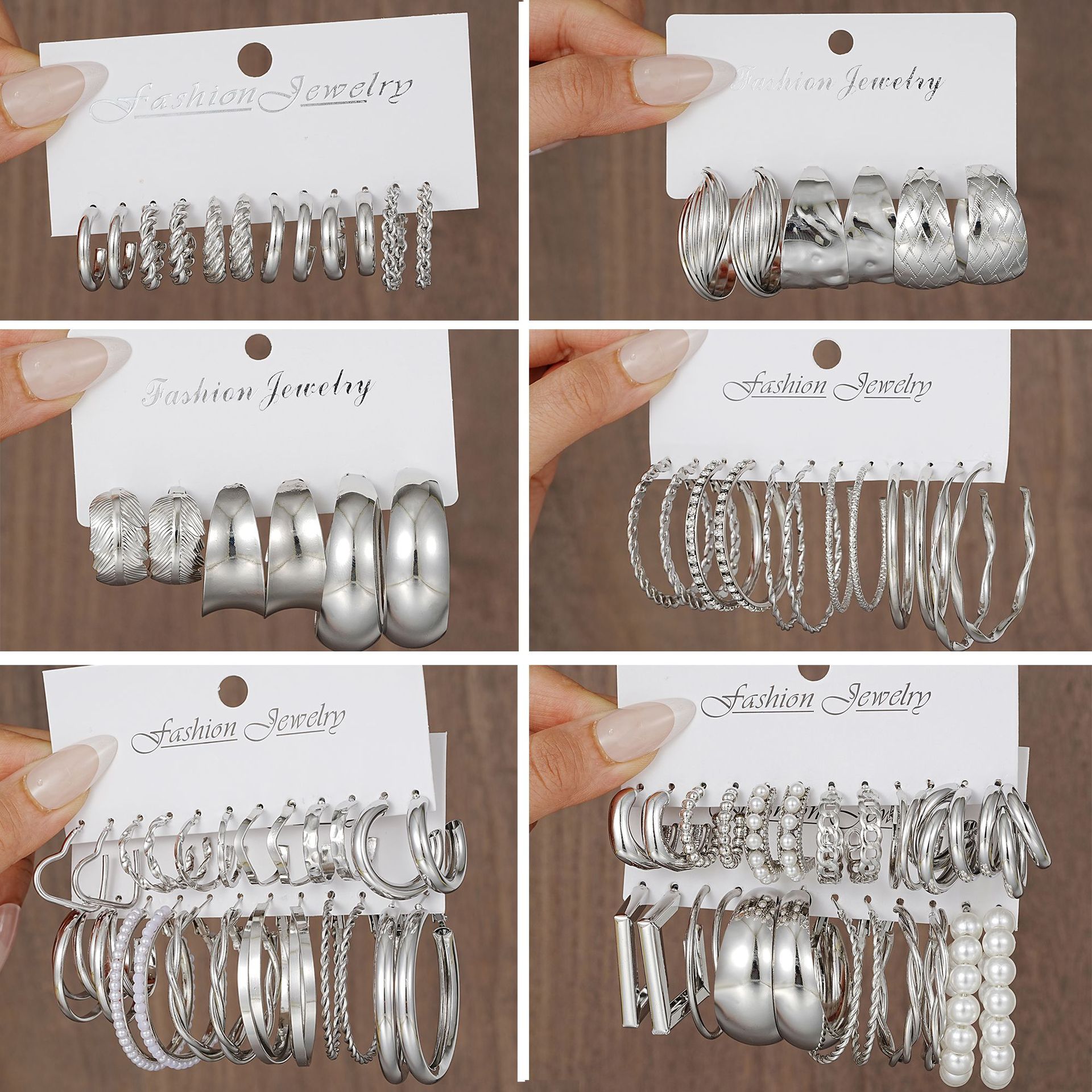 A 42-piece set of retro geometric imitation pearl earrings for cross-border sales from Europe and America, featuring a fashionable and high-end look for women Application Scenario