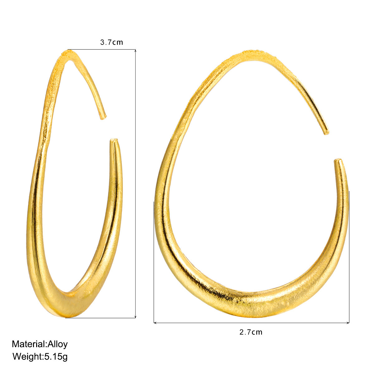 Cross-border temu bestsellers: Cold style, elongated face shape, oval stud earrings, simple earrings, and personalized, exaggerated European and American earrings Specification drawing