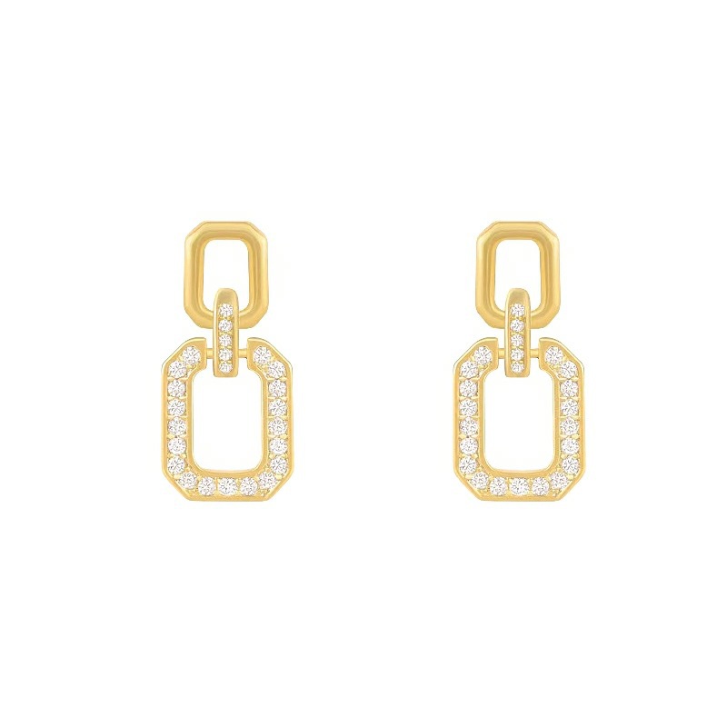 925 Silver Needle Korean unique and trendy design diamond-encrusted geometric earrings, trendy and stylish earrings, retro earrings for women Item Picture