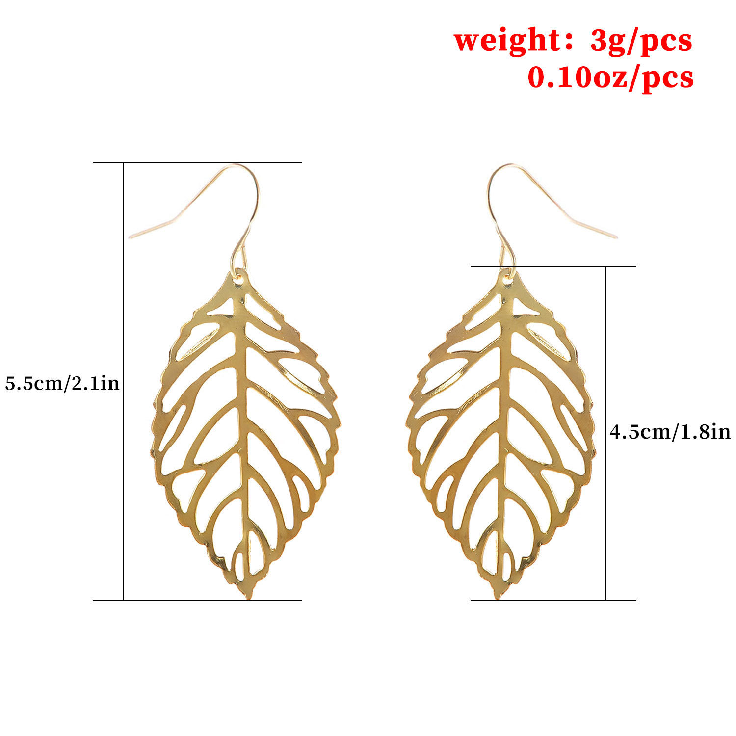 Summer's new earrings are selling well across borders. The simple forest-themed earrings are popular and the leaf earrings are trendy Specification drawing