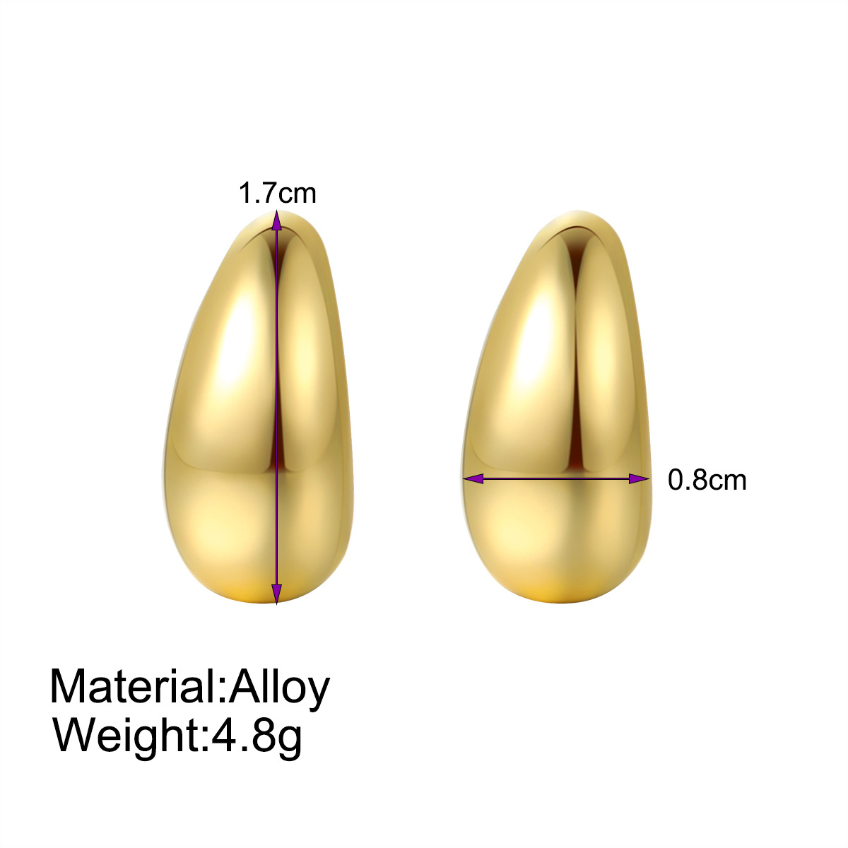 Amazon's best-selling, high-end alloy hollow earrings in the shape of melon seeds, simple and fashionable earrings Specification drawing