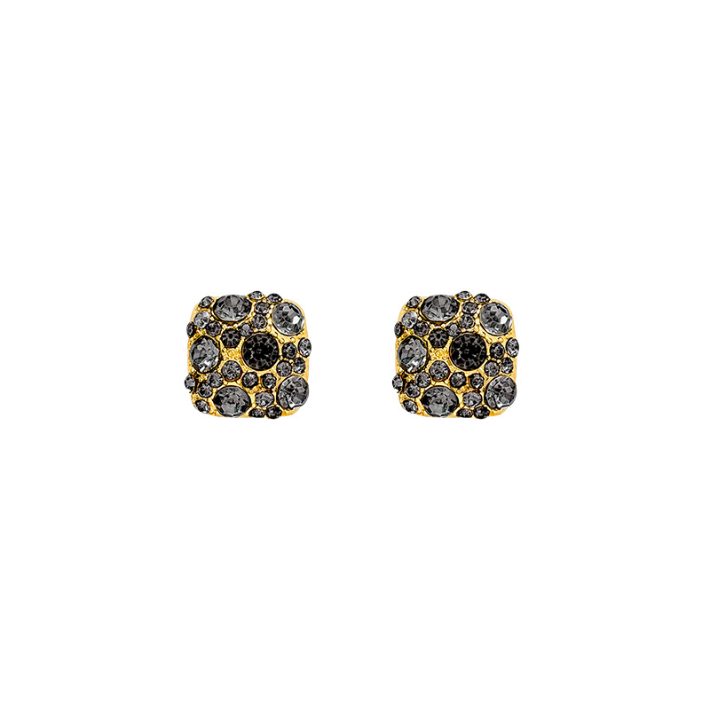 Slightly studded with zirconium square earrings, the exquisite and super dazzling stud earrings of a Korean socialite, a niche and light luxury accessory for women, with a cold style Item Picture