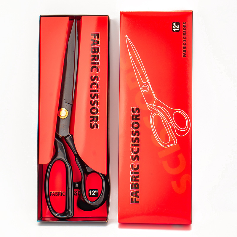 Wholesale of various sizes of blackened tailor scissors in stock from the factory, made of stainless steel, steel and fabric, tailors undefined