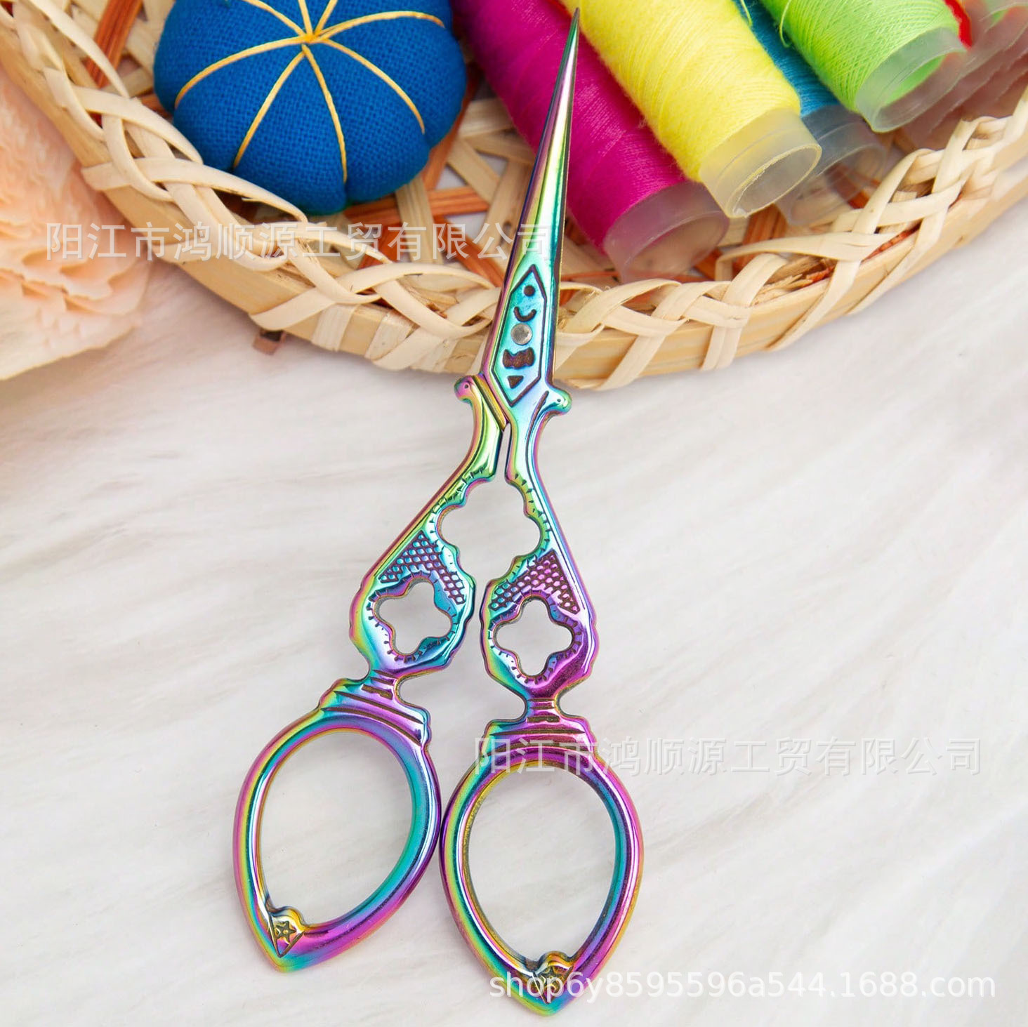 Stainless steel scissors, Double Happiness tea bag, national trend retro convenient gourd scissors, handcrafted craftsmanship scissors undefined