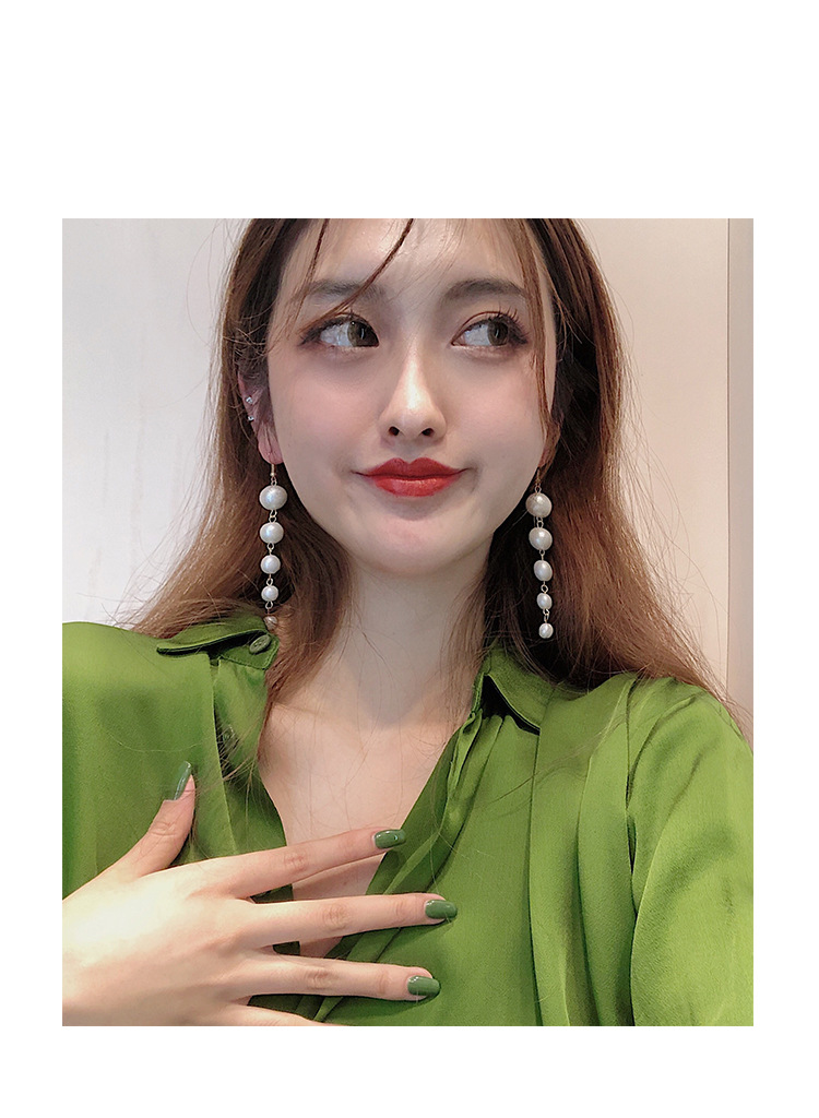 Long, elegant and high-end earrings for women, 2019 new trendy French trendy, niche, elegant and slimming earrings Specification drawing
