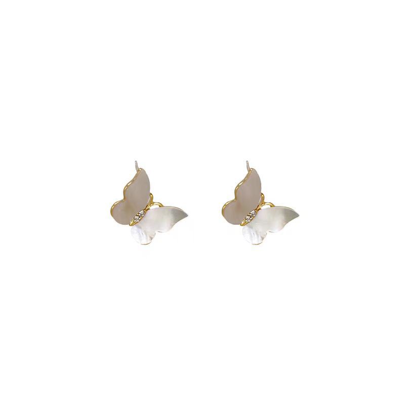 Ethereal mother-of-pearl butterfly stud earrings for women, a new summer 2024 bestseller, sweet earrings with a high-end and light luxury style Item Picture