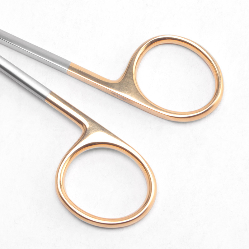 Stainless steel medical gold-handled scissors with inserts, straight and curved tips, surgical suture removal scissors, express double eyelid fine small scissors Application Scenario