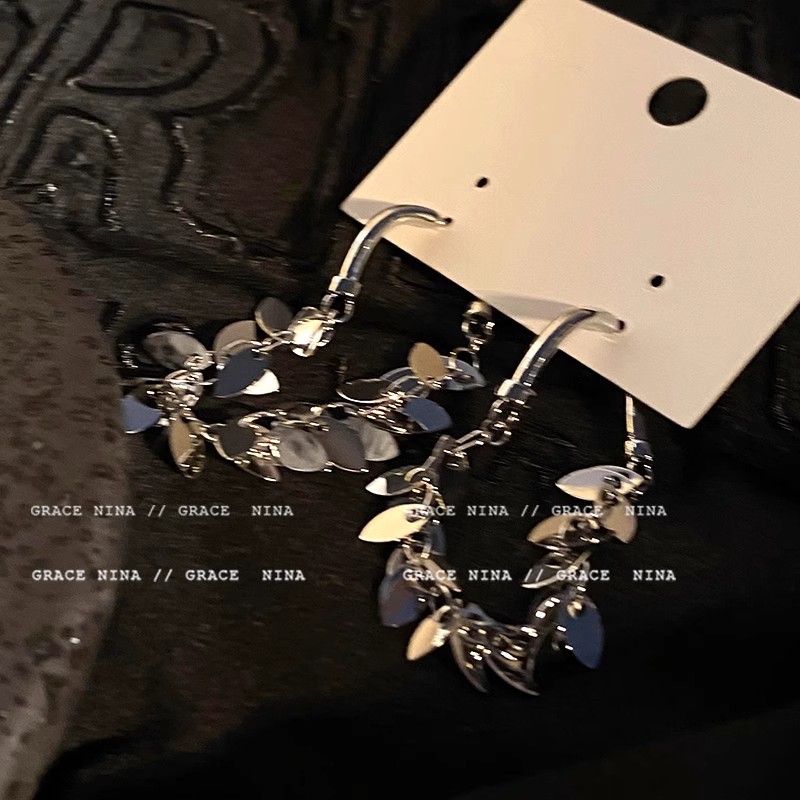 Long silver sequined tassel stud earrings for women, light luxury, high-end fashion earrings, niche, individual, exaggerated and unique earrings Application Scenario