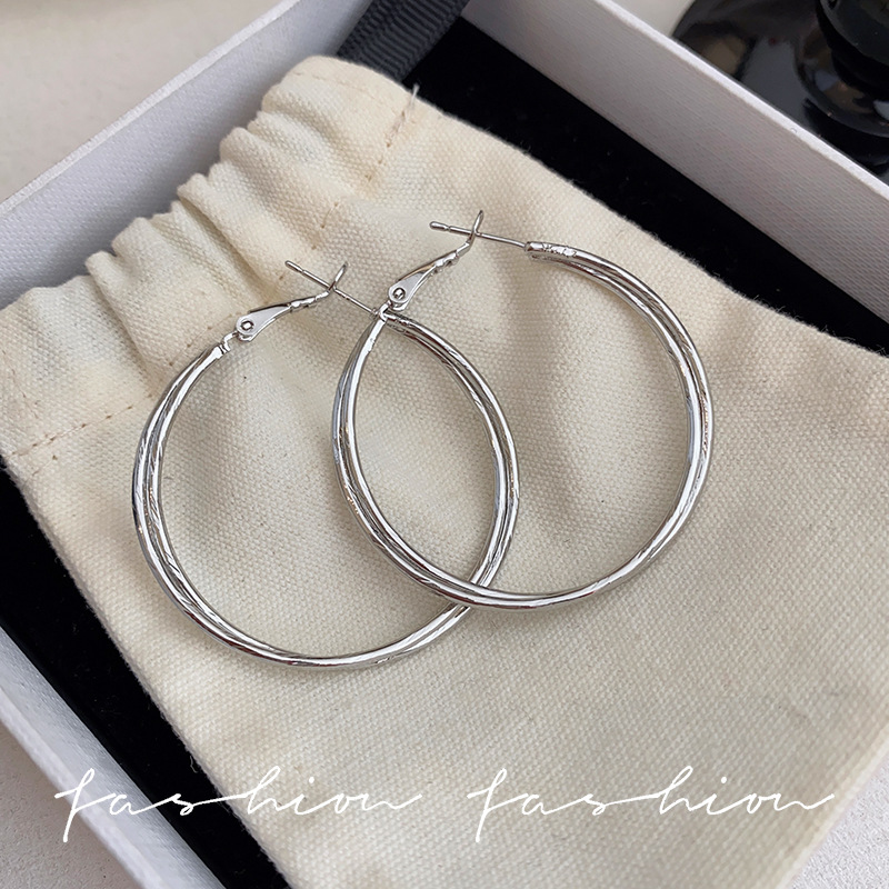 Simple and hot girl ear rings, women's light luxury niche design, high-end cold style ear studs, plain ring earrings, commuting earrings Application Scenario