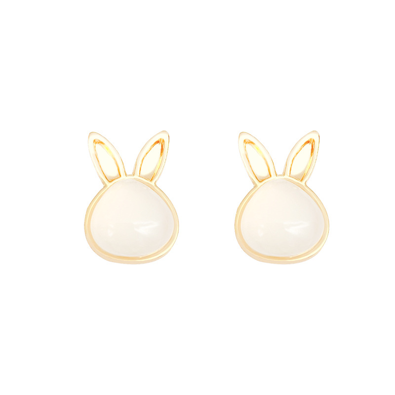 Personalized cat's eye stone rabbit ear studs, feminine charm, internet-famous light luxury fashion earrings, 2023 new trendy and niche earrings Item Picture