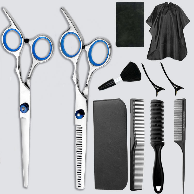 Factory direct sales of black gold hairdressing scissors, special flat scissors for hair care, thin and broken hair clippers, and household hairdressing scissors sets undefined