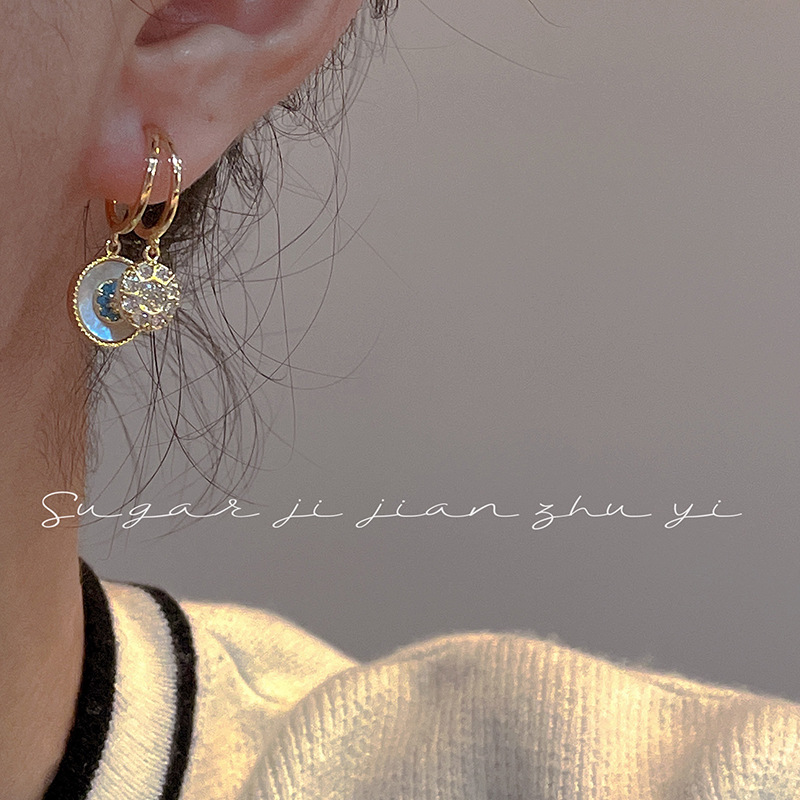 Retro court-style circular earrings, women's exquisite shell high-end light luxury stud earrings S925 silver needle earrings, trendy accessories Application Scenario