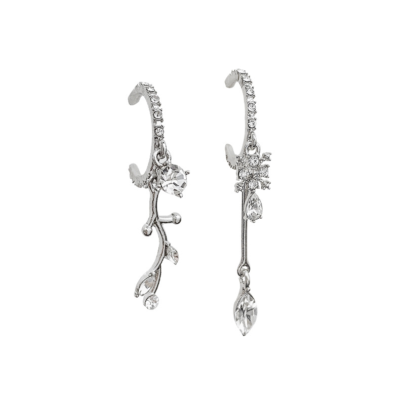 Niche design sense, high-end asymmetrical temperament earrings, women's long tassel light luxury flower earrings, women's internet-famous earrings Item Picture