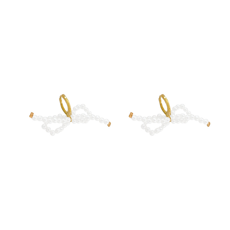 Sweet pearl bow earrings for women, with a unique, fashionable, exquisite and trendy design Item Picture