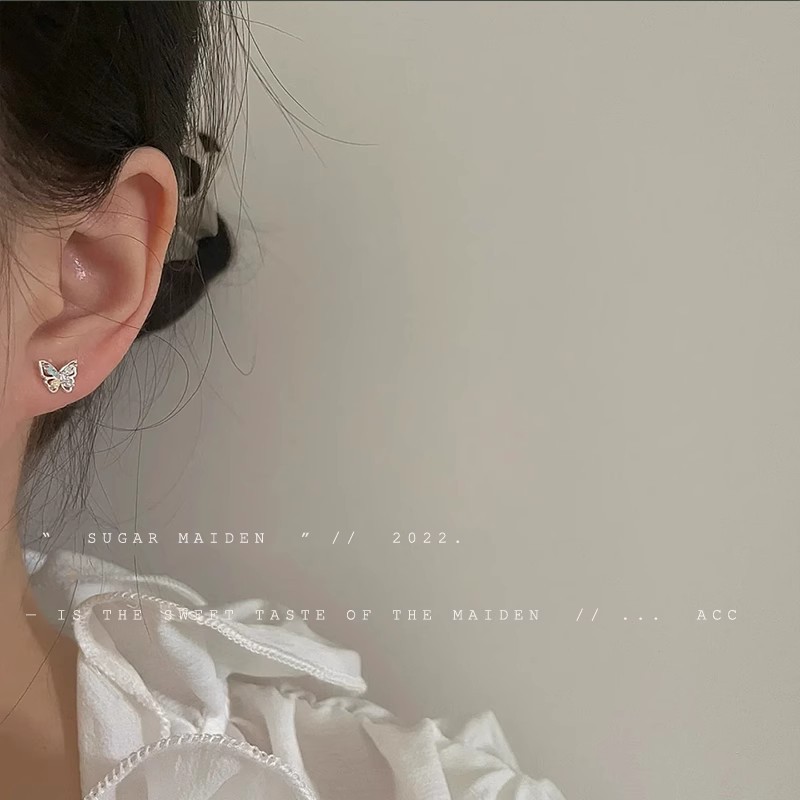s925 Silver Needle Small colored Zircon butterfly stud earrings for women, light luxury and high-end exquisite earrings, versatile and elegant earrings Application Scenario