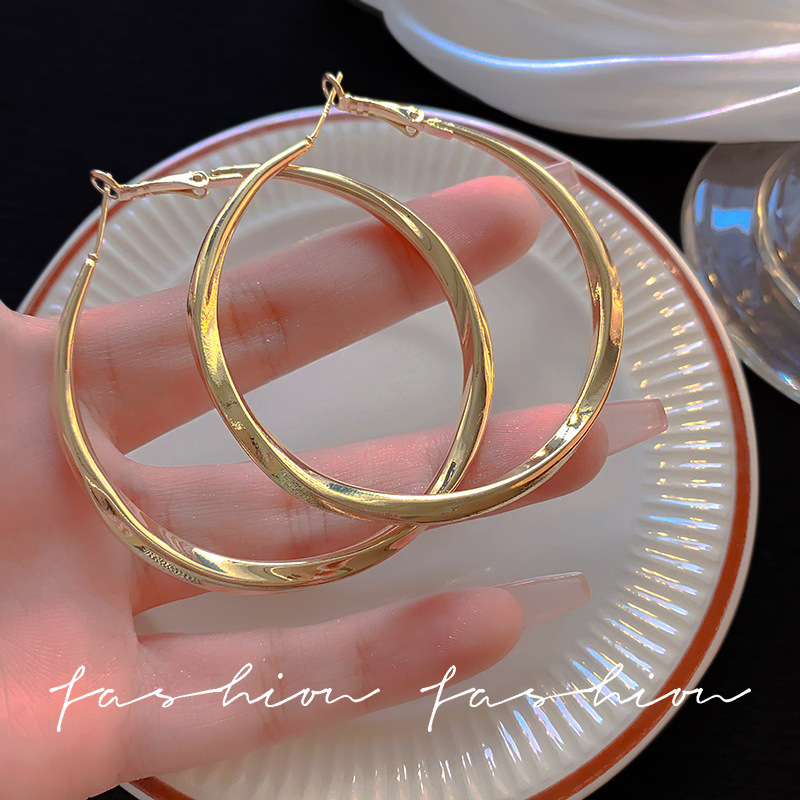 European and American fashion, individuality, classic circle earrings, women's exaggerated retro and high-end earring earrings, 925 silver needle wholesale full figure