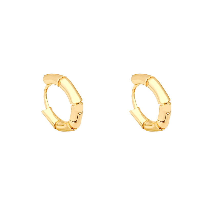 925 silver needle geometric square bamboo joint earrings, women's Instagram cold style ear buckles, niche design, high-end ear ring earrings Item Picture