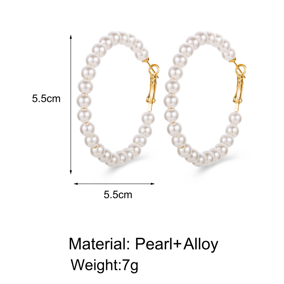 This is a best-selling retro imitation pearl ear ring from Europe and America. It features a stylish and cool Ins style large ring earrings Specification drawing