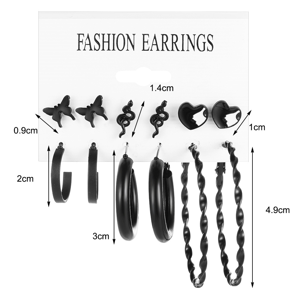 Wholesale of cross-border fashionable geometric butterfly and snake-shaped earrings, heart-shaped alloy earrings, and personalized and elegant women's earrings from Europe and America details Picture