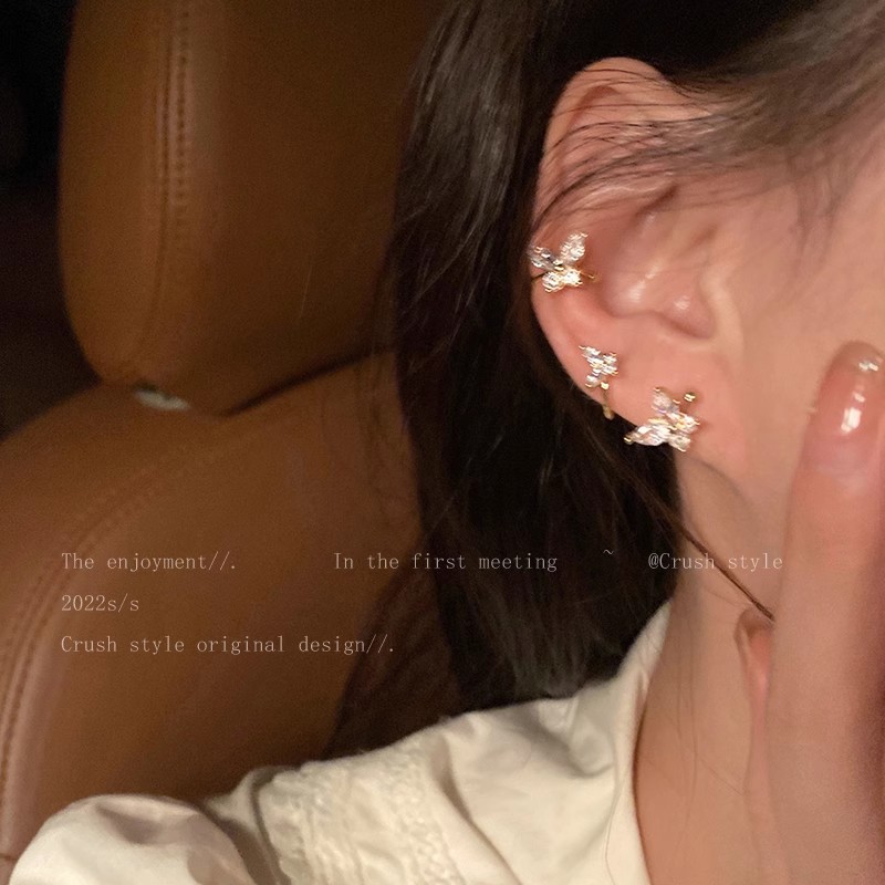 Butterfly no-ear Piercing Ear Clip for Women 2025 New light luxury Niche ear bone clip, high-end, unique and exquisite earrings and earrings Specification drawing