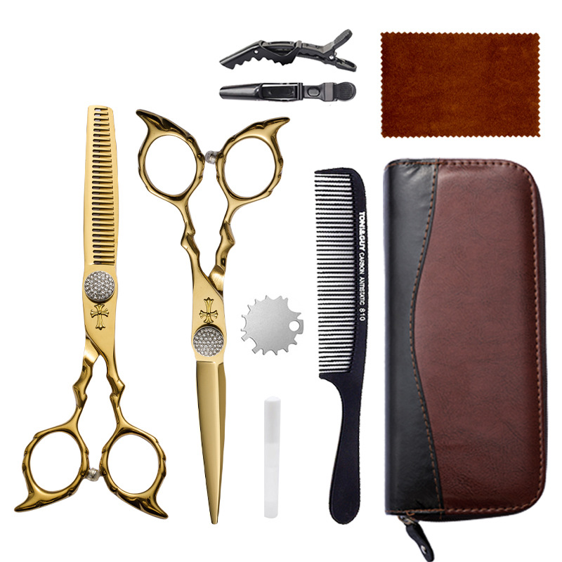 Hairdressing scissors set: 6-inch 9CR stainless steel flat teeth scissors, thin bangs cutting tools, hairdressing scissors Application Scenario