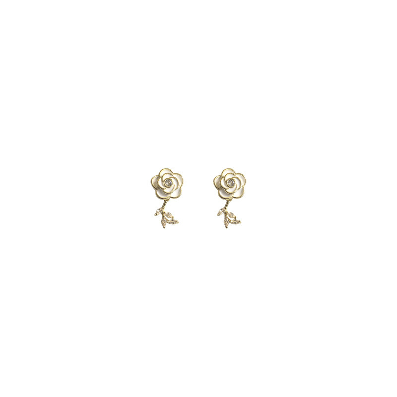 925 Silver Needle White Camellia Earrings, elegant Stud earrings, Women's 2023 new style, niche design sense, high-end style earrings Item Picture