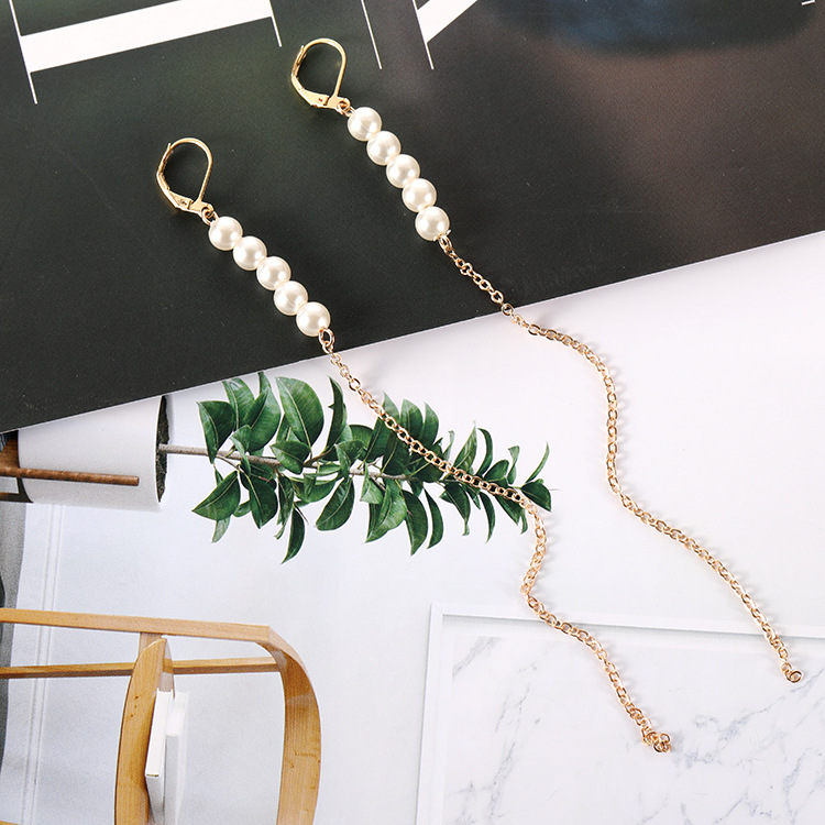 Korean long pearl earrings, popular pearl tassels, cold style earrings manufacturer wholesale, light luxury and elegance details Picture