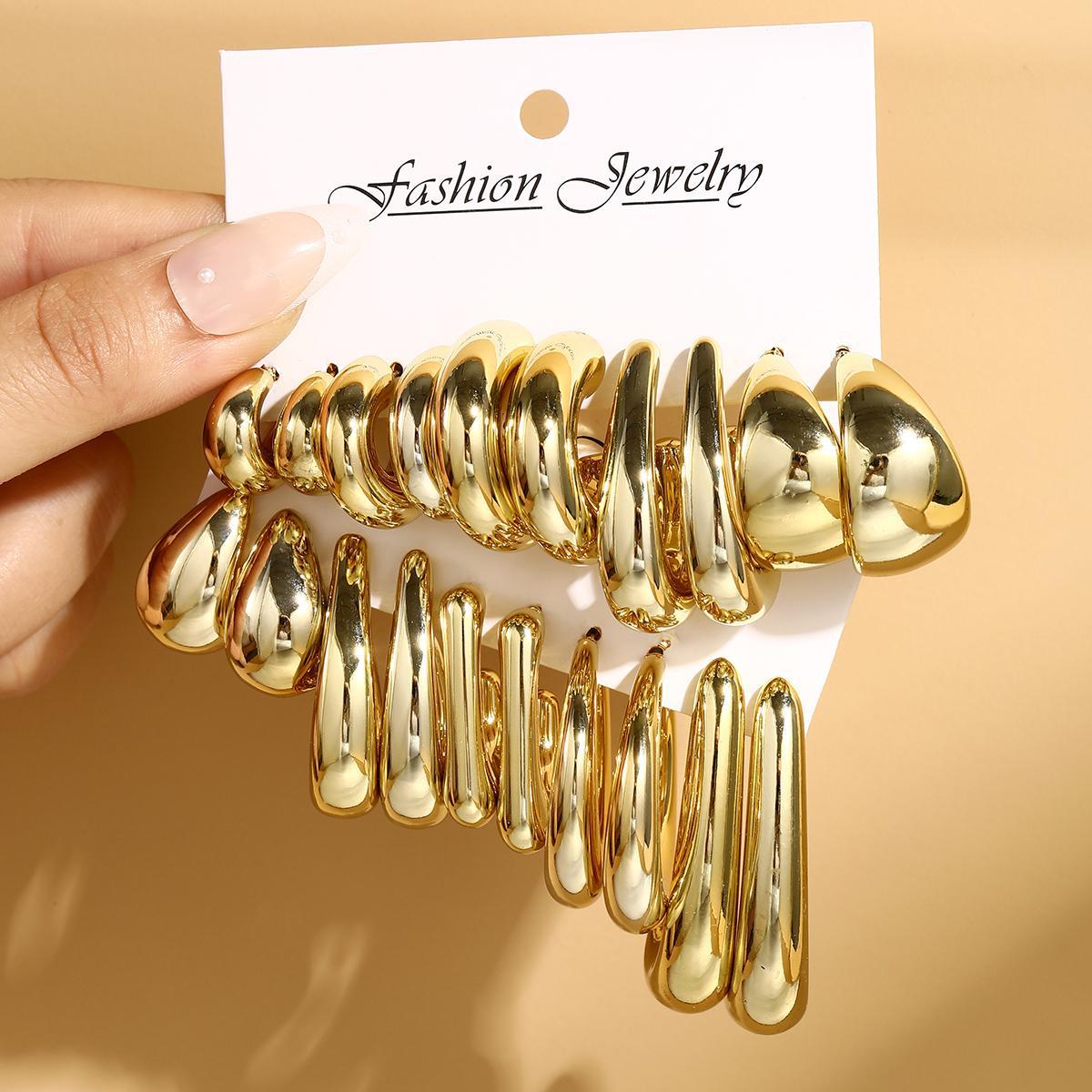 Cross-border best-selling accessory earring set for women, European and American fashion, commuting style, CCB geometric combination earrings wholesale full figure