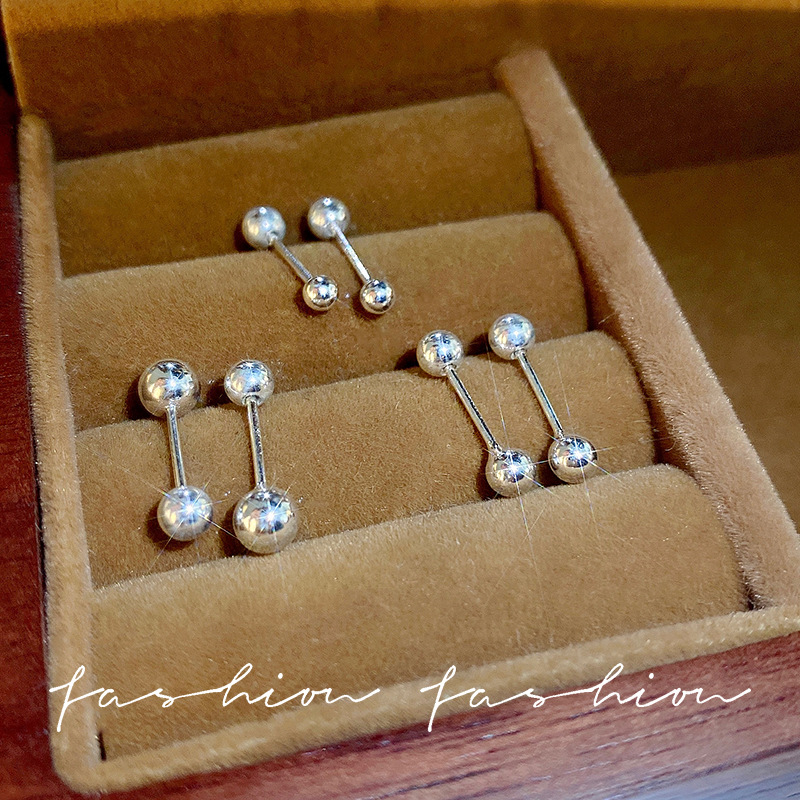 Double-head ear piercing, screwing, ear bone nails, women's earrings, ear bone nails, no need to remove while sleeping, women's bean ear nails full figure