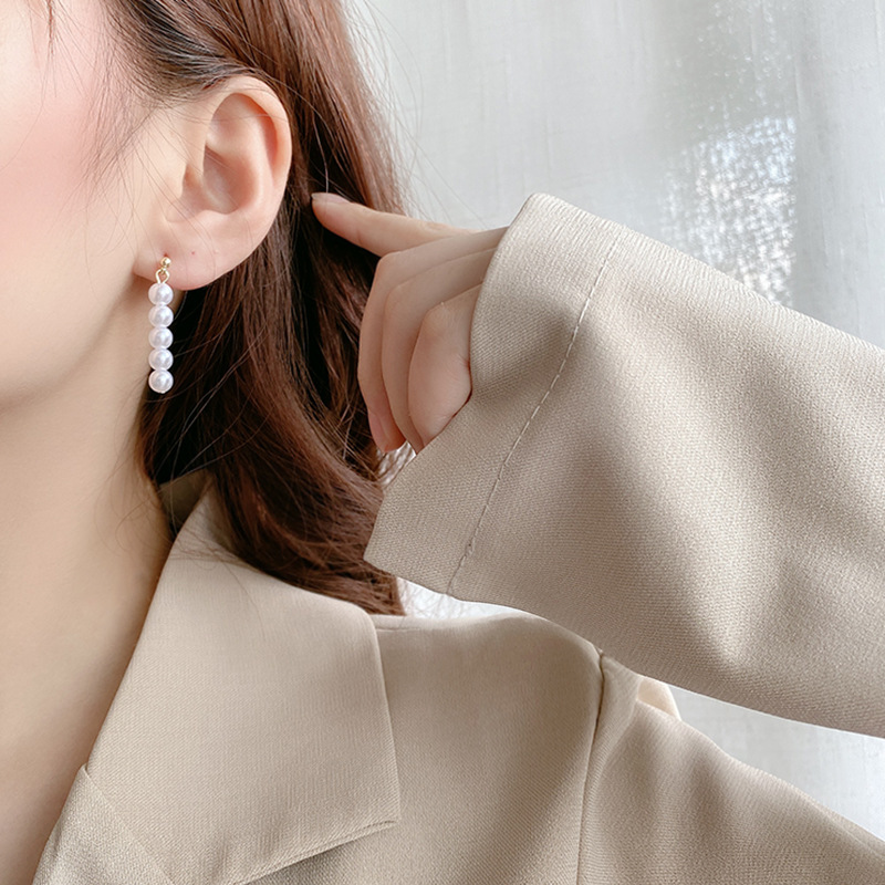 Dongdaemun, South Korea, super fairy-like earrings, women's forest-style charm, internet-famous style stud earrings, pearl tassel earrings for women details Picture