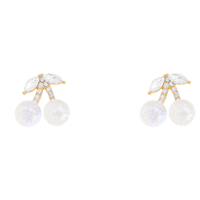 Spring crystal cherry earrings, a niche design for women, with a high-end and simple style. Wholesale of trendy and cute earrings Item Picture