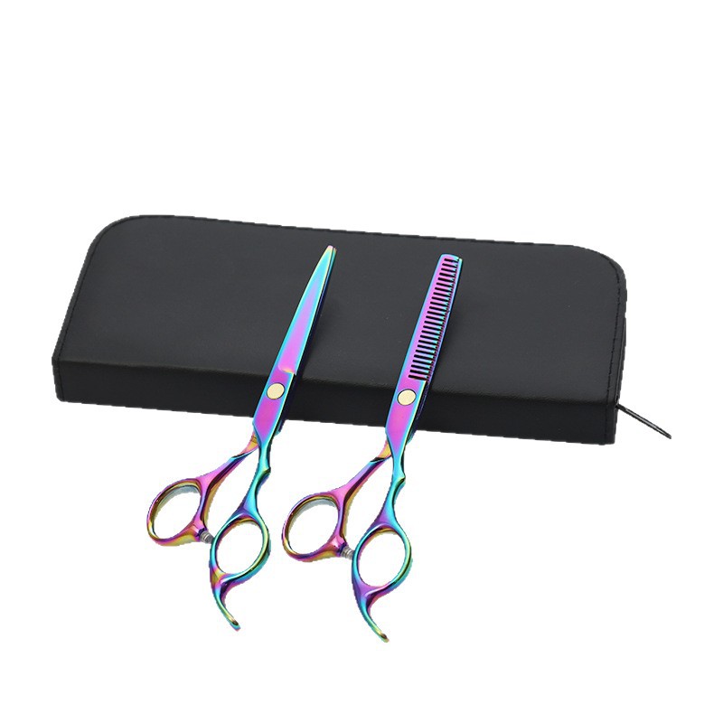 Factory wholesale flat scissors, tooth clippers, hair clippers, hair salon family haircuts, straight hair beauty, 6-inch color hair clippers in stock Item Picture