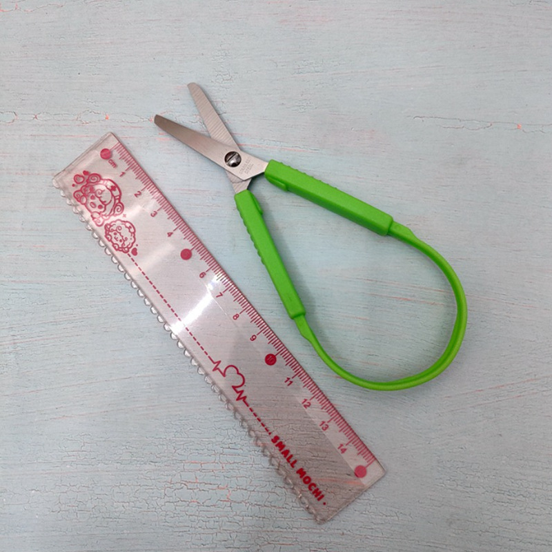 Stainless steel children's safety small scissors, circular student scissors, DIY paper-cutting scissors, elastic children's small scissors, handmade undefined