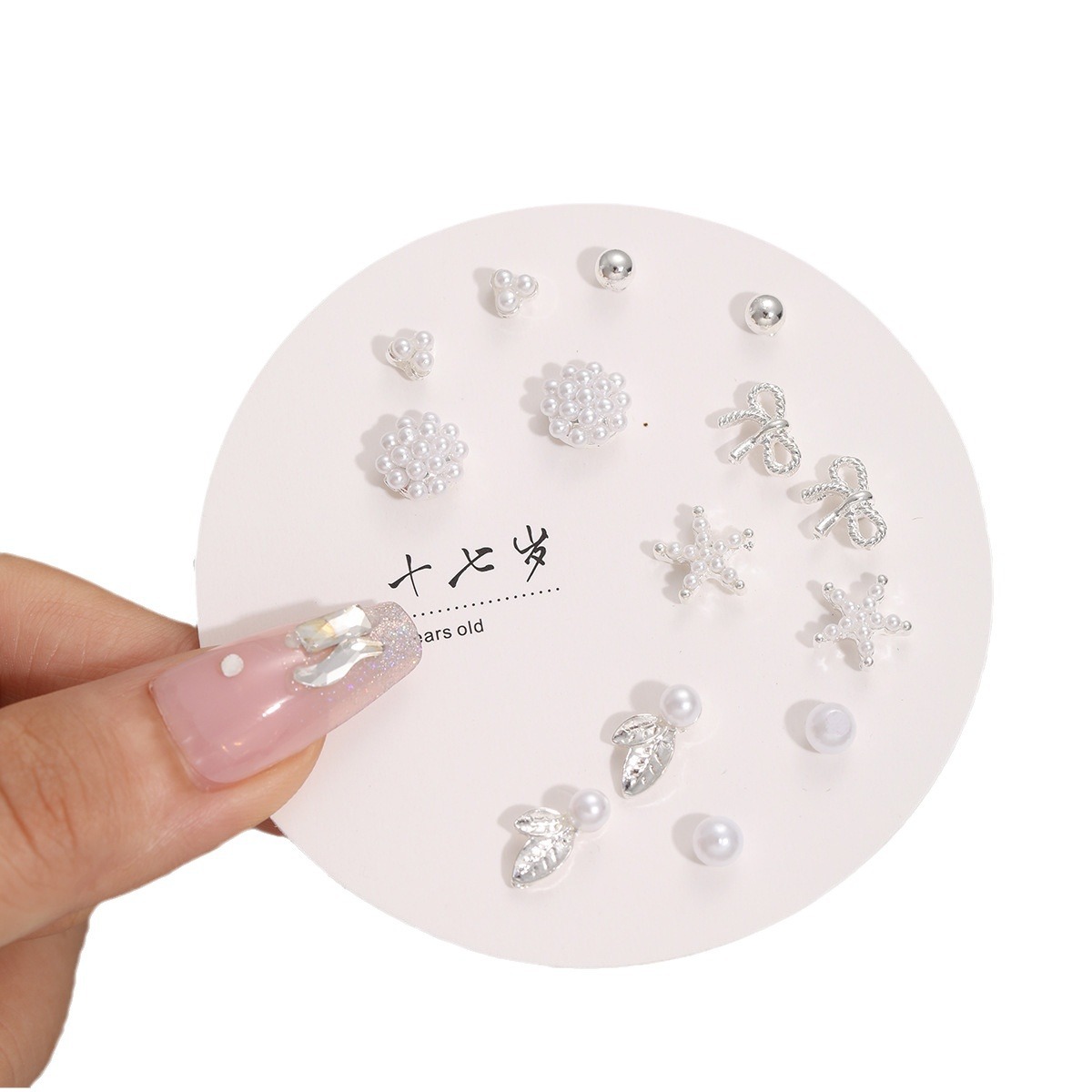 Cross-border cute and fresh ins style heart-shaped snowflake fashionable and individual temperament earring set Item Picture