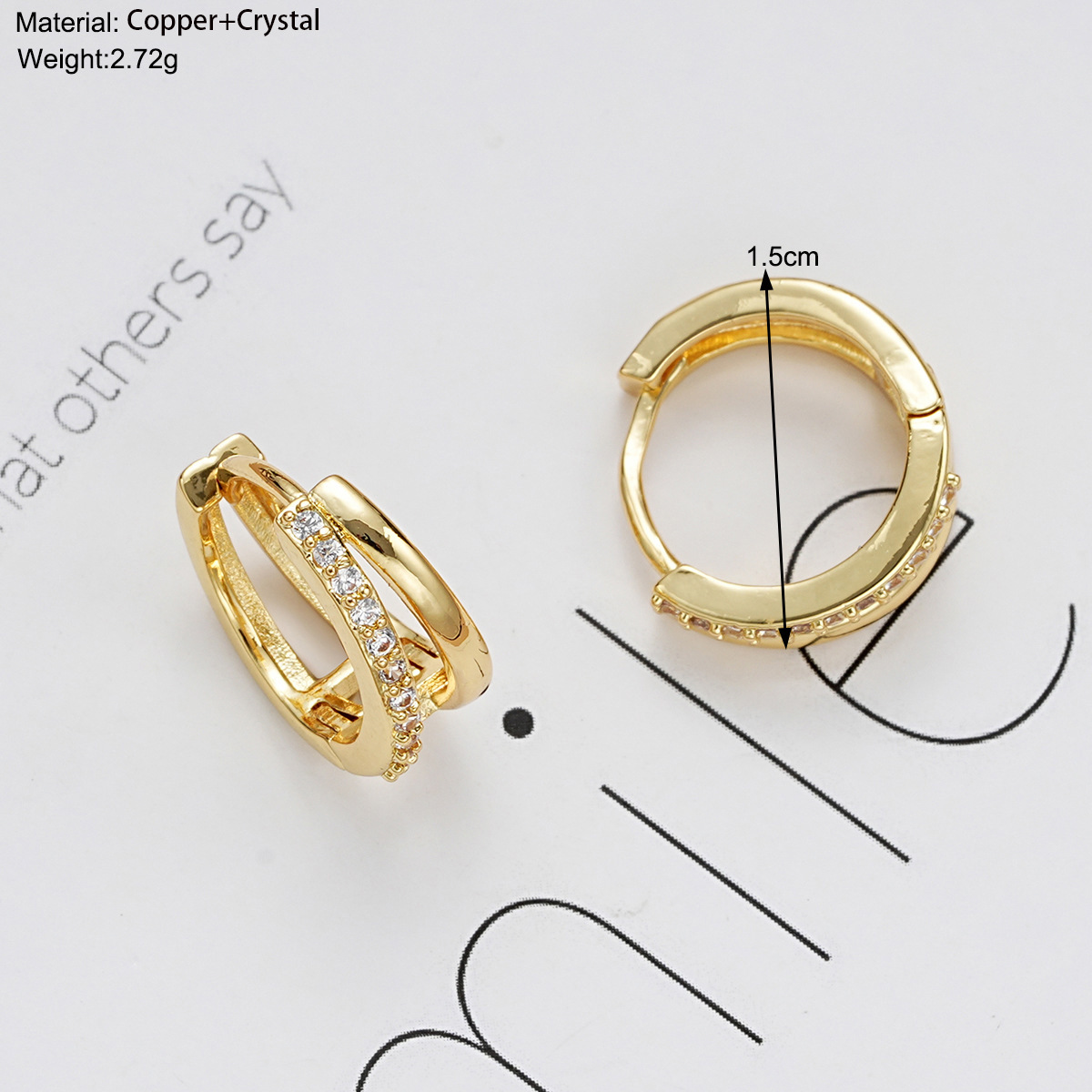 European and American cross-border niche design sense dot diamond geometric double-loop earrings, a cold and elegant female style, hollowed-out fashionable and retro ear buckles details Picture