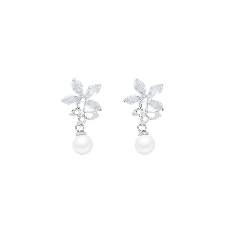 New best-selling, fashionable and high-end, light luxury, socialite style zircon earrings for women, simple and versatile Korean-style stud earrings Item Picture