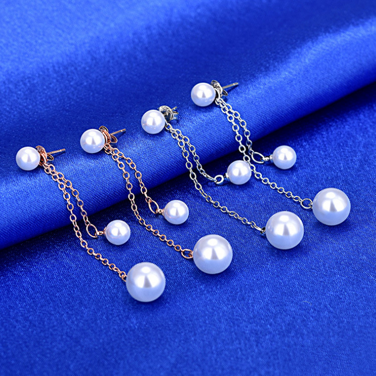 s925 Silver needle simple pearl stud earrings for women, Korean-style fashionable earrings, versatile and trendy long earrings for women Specification drawing