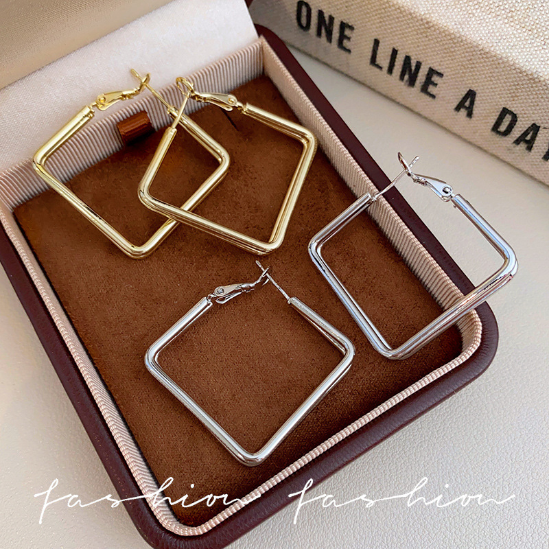 Exaggerated ear rings, large earrings, new bestsellers, light luxury and high-end feel, silver earrings, niche design sense earrings details Picture